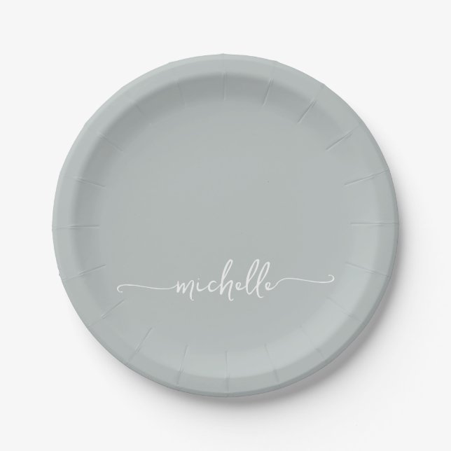Simple Elegant Monogram Script Paper Plates (Front)