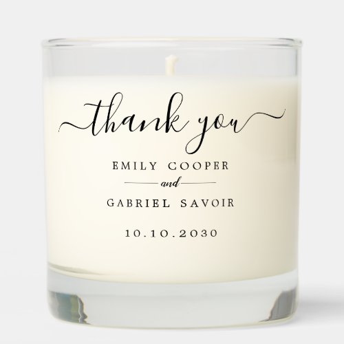 Simple Elegant Monogram Thank You Wedding  Scented Candle