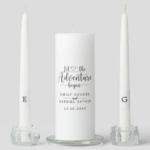 Simple Elegant Monogram Wedding   Adventure Begins Unity Candle Set