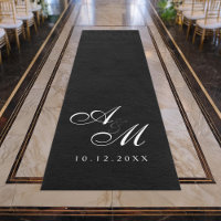 Simple Elegant Monogram Wedding Aisle Runner Rug