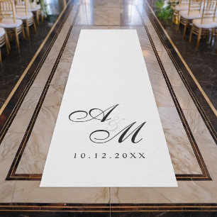 Simple Elegant Monogram Wedding Aisle Runner Rug