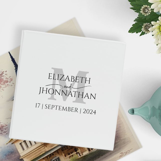 Simple Elegant Monogram Wedding Album 3 Ring Binder (Creator Uploaded)