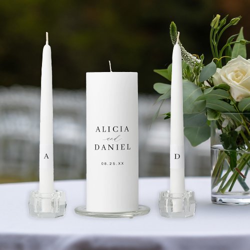 Simple elegant monogram wedding ceremony unity candle set