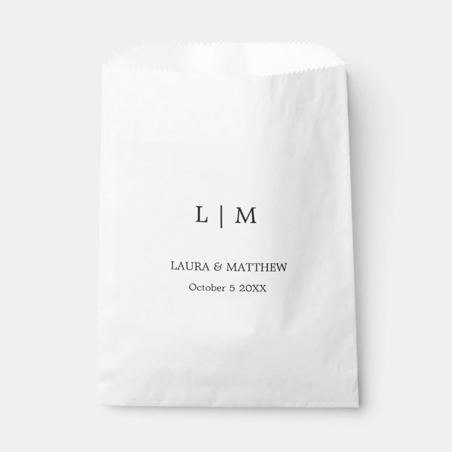 Simple Elegant Monogram Wedding Favor Bag (Front)