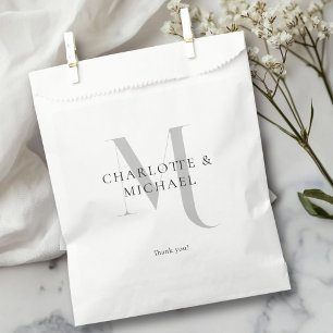 Simple, elegant, monogram wedding favor bag