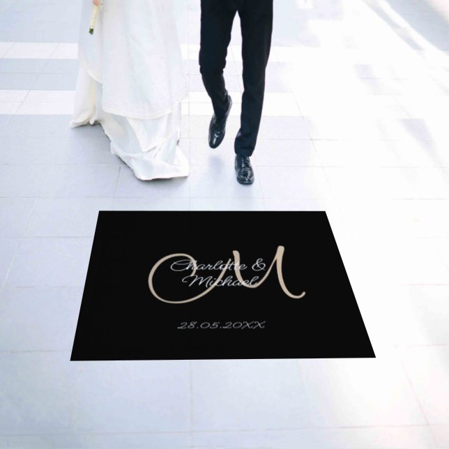 Simple, elegant, monogram wedding Floor Decal (Wedding)