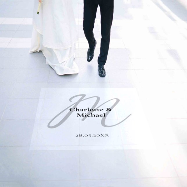 Simple, elegant, monogram wedding Floor Decal (Wedding)