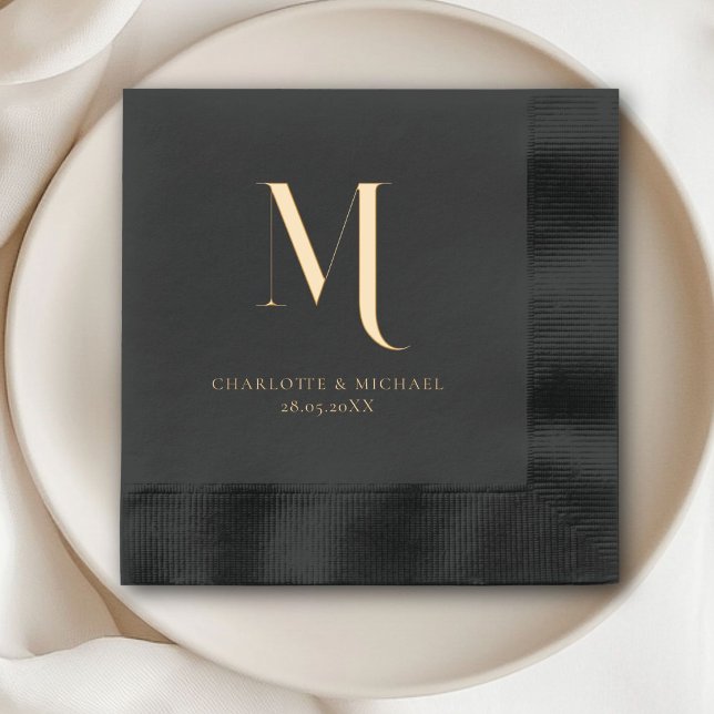 Simple, elegant, monogram, wedding foil napkins (Simple, elegant, monogram, wedding foil napkins)