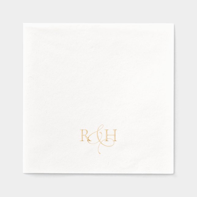 Simple Elegant Monogram Wedding  Foil Napkins (Front)