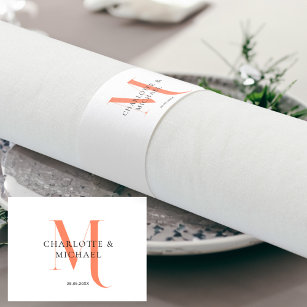 Simple, elegant, monogram wedding  napkin bands