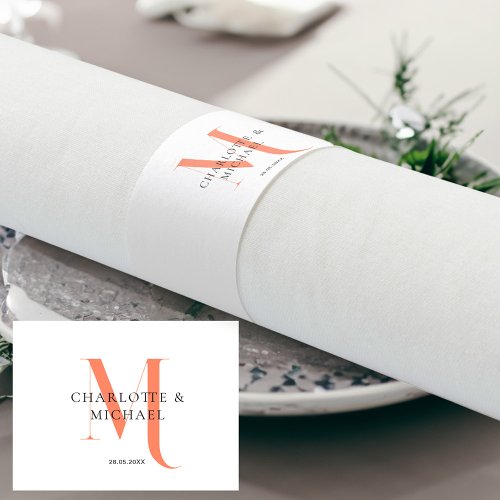 Simple elegant monogram wedding  napkin bands