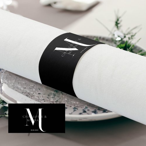 Simple elegant monogram wedding  napkin bands