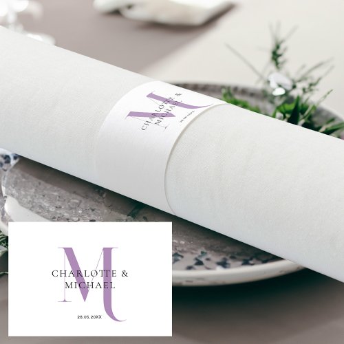 Simple elegant monogram wedding  napkin bands