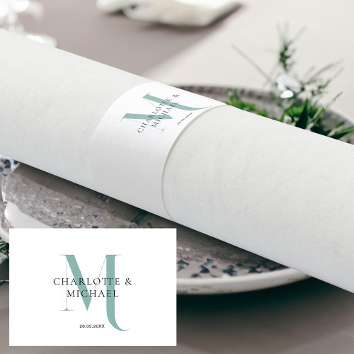 Simple elegant monogram wedding  napkin bands