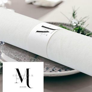 Simple, elegant, monogram wedding  napkin bands