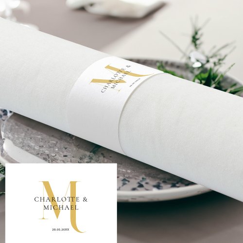 Simple elegant monogram wedding  napkin bands