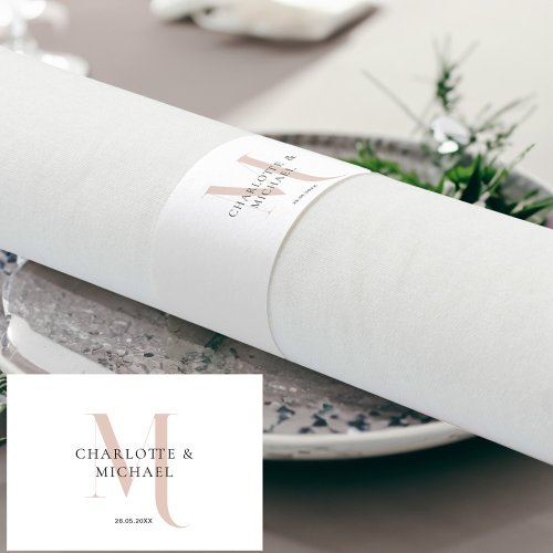 Simple elegant monogram wedding  napkin bands