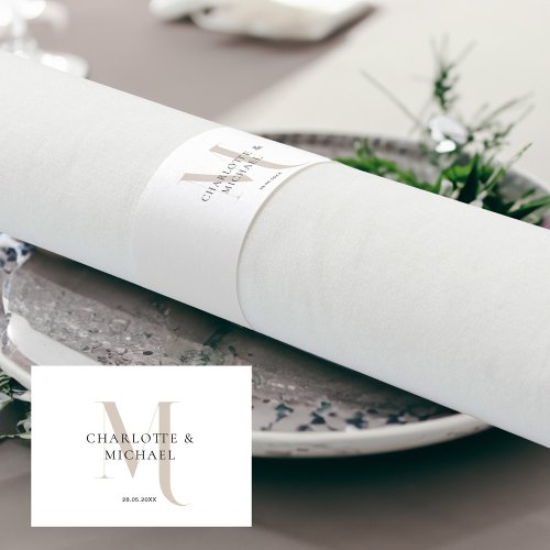 Simple elegant monogram wedding  napkin bands