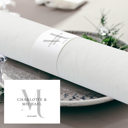 Simple elegant monogram wedding  napkin bands