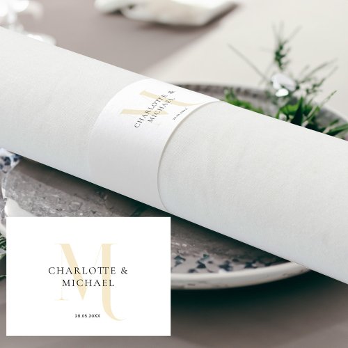 Simple elegant monogram wedding  napkin bands