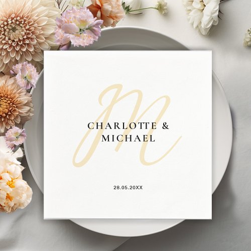 Simple elegant monogram wedding napkins