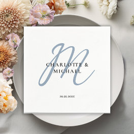 Simple, elegant, monogram wedding napkins