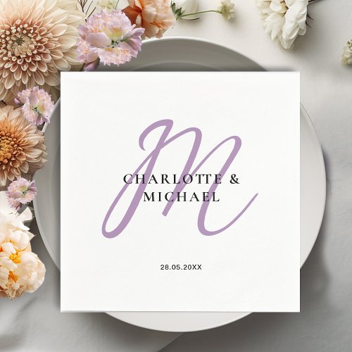 Simple elegant monogram wedding napkins