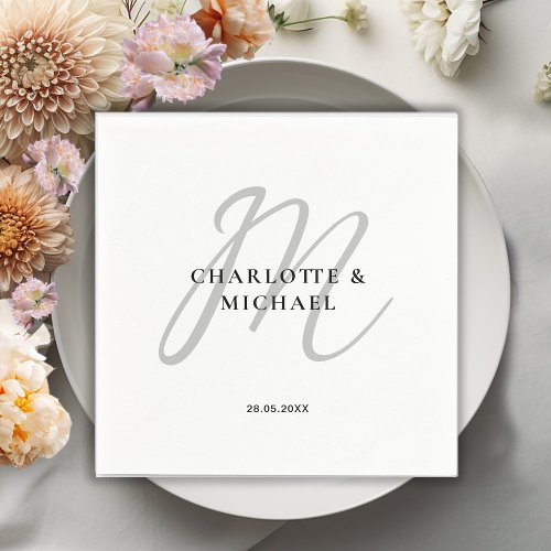 Simple elegant monogram wedding napkins