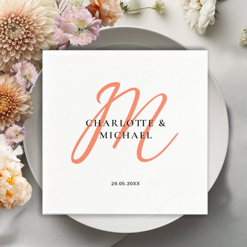 Simple elegant monogram wedding napkins