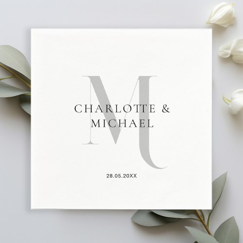 Simple elegant monogram wedding napkins