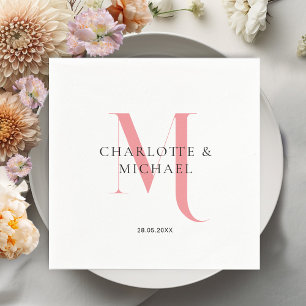 Simple, elegant, monogram wedding napkins