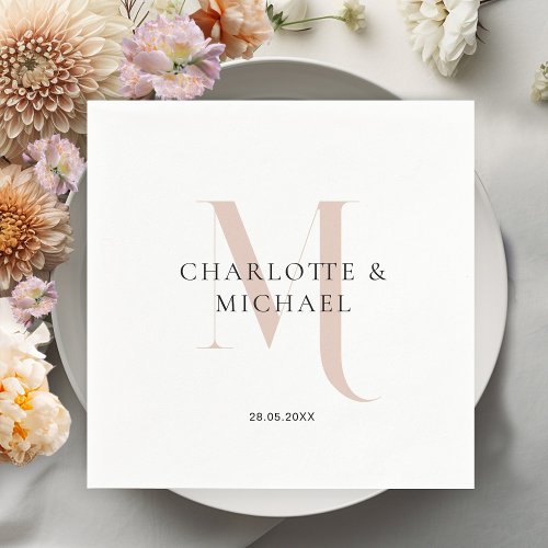 Simple elegant monogram wedding napkins