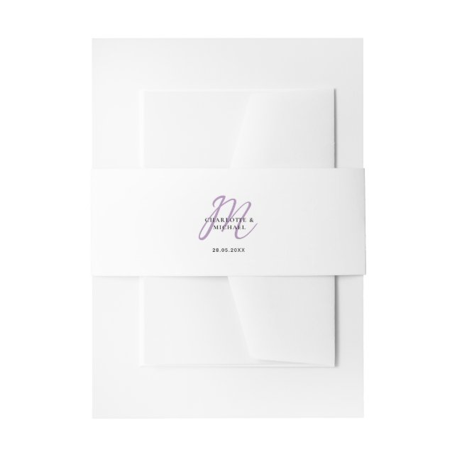 Simple, elegant, monogram wedding napkins invitation belly band (Front Example)