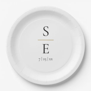 Simple Elegant Monogram Wedding Paper Plates