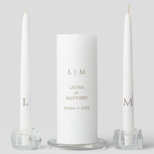 Simple Elegant Monogram Wedding Unity Candle Set