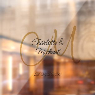 Simple, elegant, monogram wedding window cling