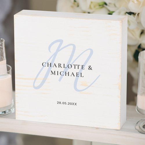 Simple elegant monogram wedding  wooden box sign