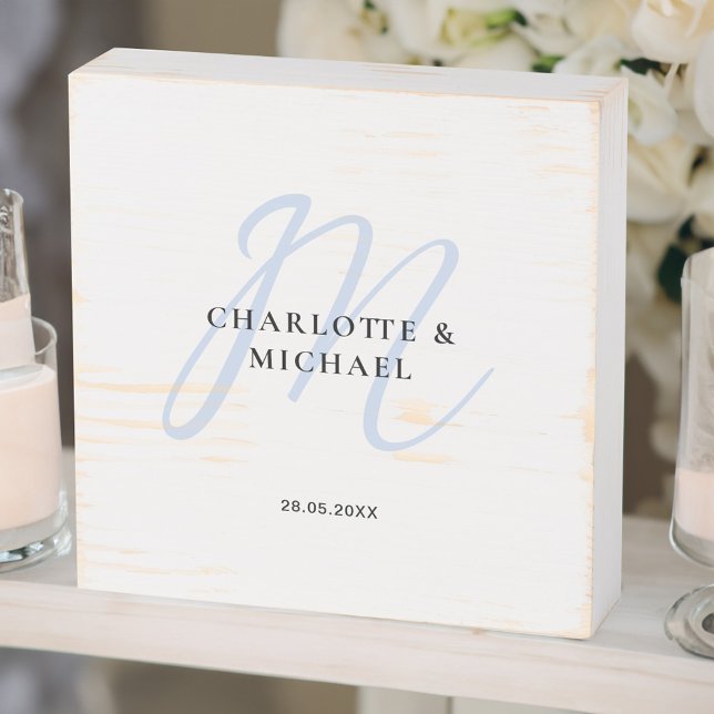 Simple, elegant, monogram wedding  wooden box sign (Creator Uploaded)