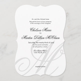 Simple Elegant Monogram white wedding invite