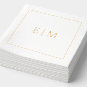Simple Elegant Monogrammed Minimal Wedding Gold Foil Napkins