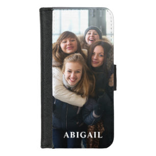 Simple Elegant Monogrammed Name and Photo Modern iPhone 8/7 Wallet Case