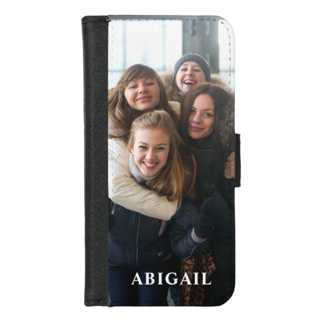 Simple Elegant Monogrammed Name and Photo Modern iPhone Wallet Case (Front)