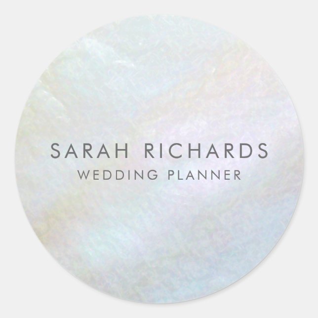 Simple Elegant Mother of Pearl Business Classic Round Sticker (Front)