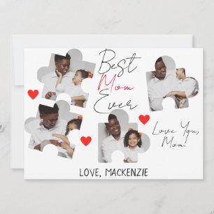 Simple Elegant Mothers Day Puzzle Photo Collage Holiday Card
