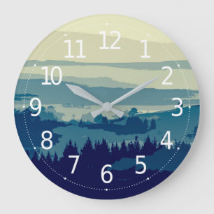 Simple Elegant Mountain Landscape Wall Clock