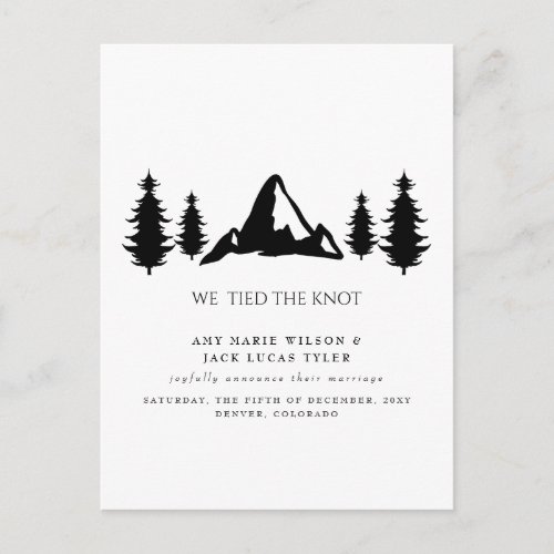 Simple Elegant Mountain Pine Wedding Announcement  Postcard