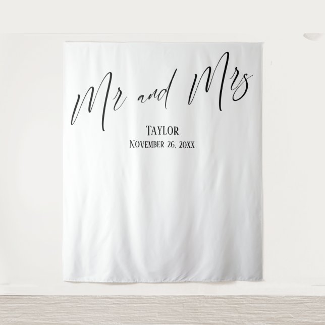 Simple Elegant Mr and Mrs Photo Backdrop (Front)