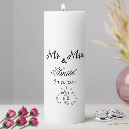 Simple Elegant Mr  Mrs pillar Candle