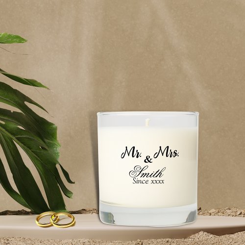 Simple elegant mr  mrs scented candle