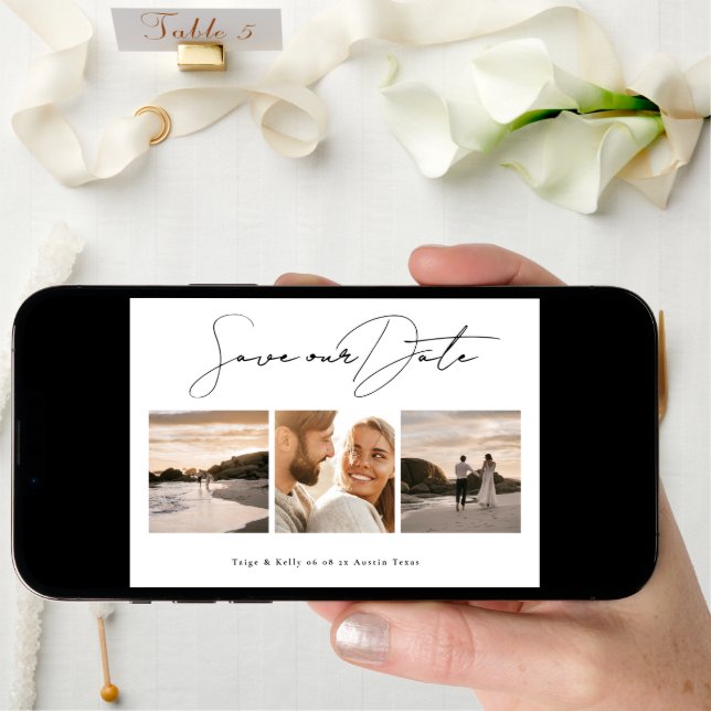 simple elegant multi photo collage wedding save the date (Front Digital)